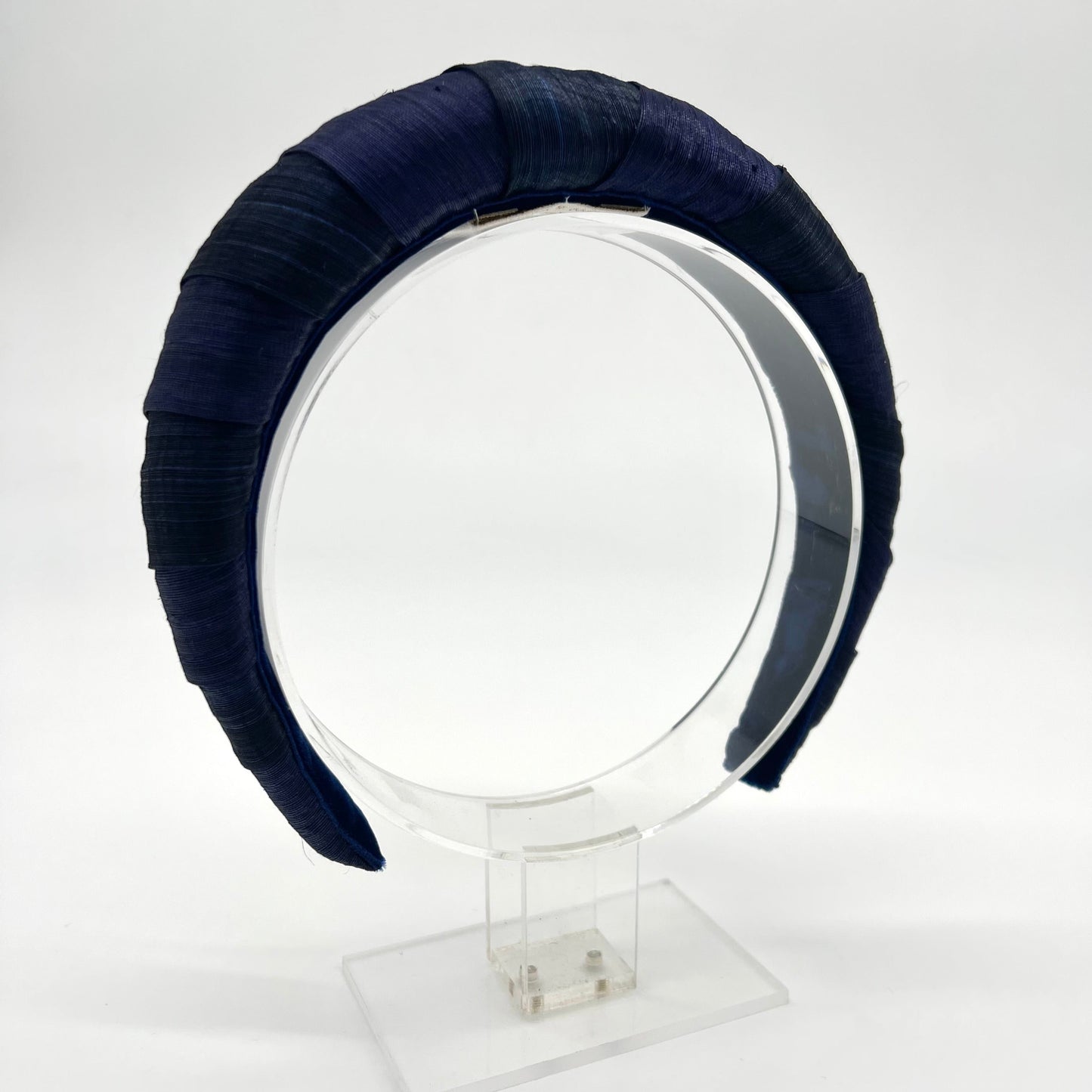 Two tone navy silk abaca padded headband