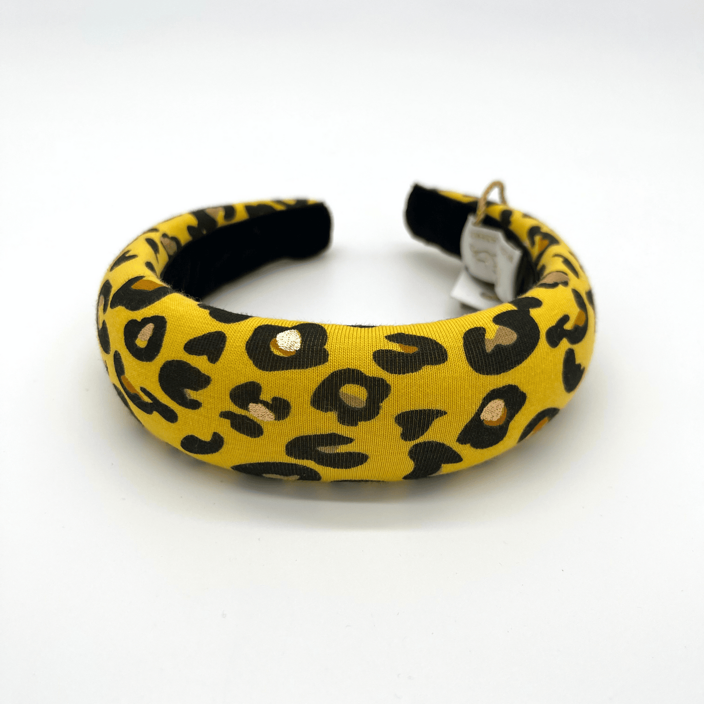 Yellow and black leopard print padded headband