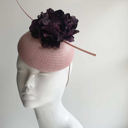 Pink Leather Button Hat