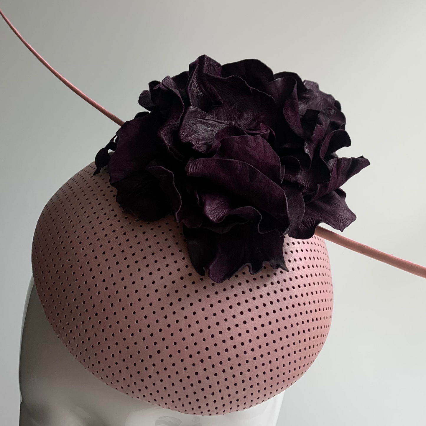 Pink Leather Button Hat