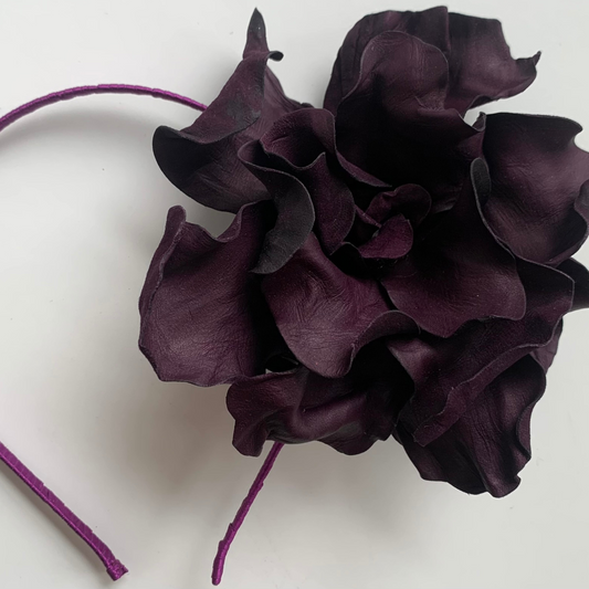 Purple Leather Flower Alice Band