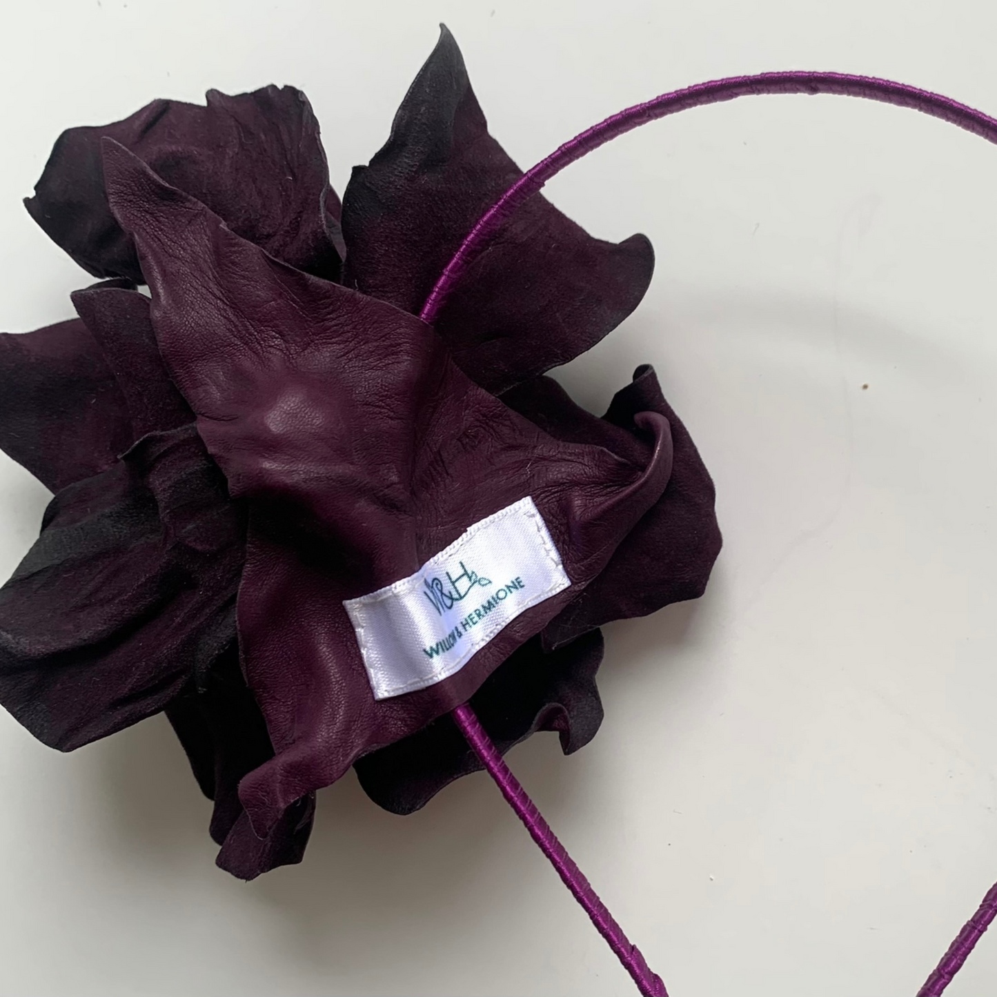 Purple Leather Flower Alice Band